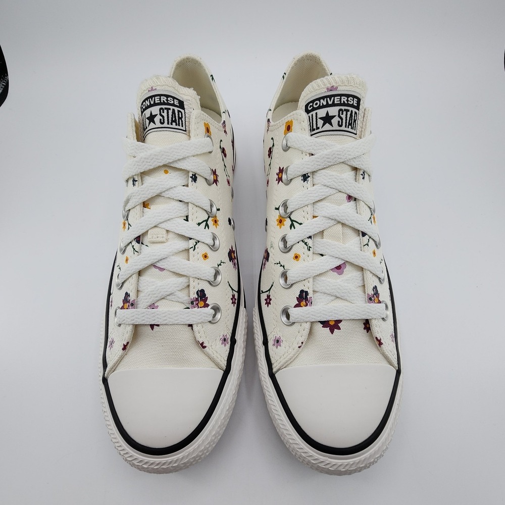 Converse Chuck Taylor All Star Low Shoes Womens 9.5 Cream Embroidered Floral NEW - Picture 5 of 12